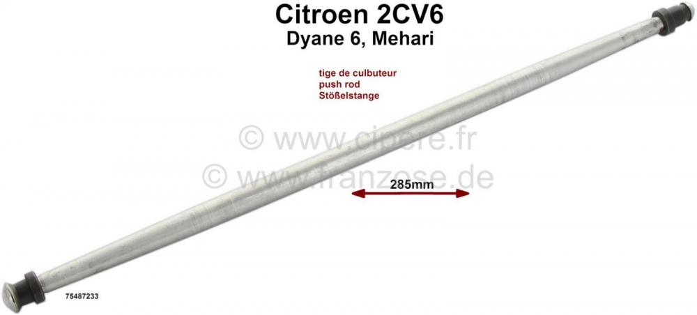Citroen-2CV - Stoterstang voor Citroen 2CV6 motoren (602cc). Verbinding van de nokkenasstoterbeker naar 