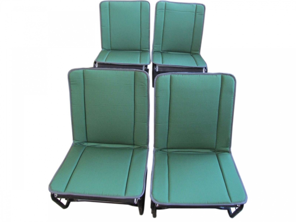 Citroen-2CV - 2CV oud, stoelhoezen voor + achter, hangmat, groen-donkergroen gestreept (Bayadère Vert).