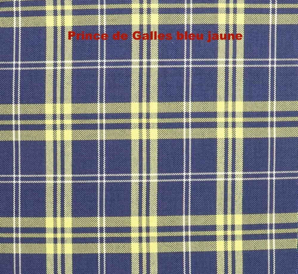 Citroen-2CV - 2CV oud, stoelhoezen voor + achter, hangmat, stof geblokt blauw/geel (Prince de Galles 2CV