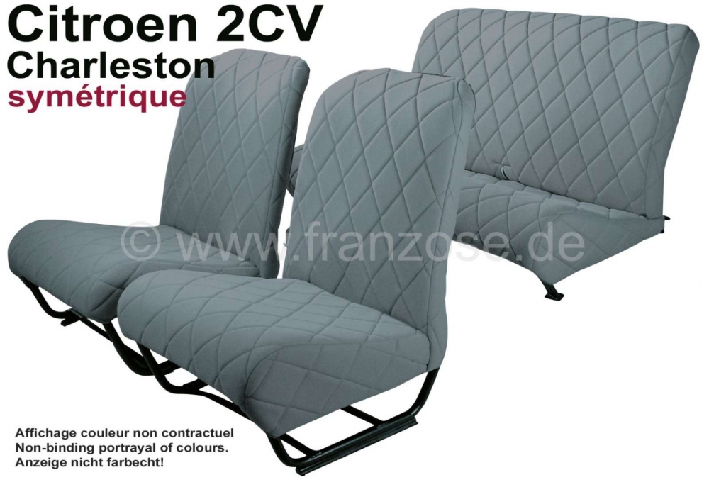Citroen-2CV - Stoelbekleding 2CV6 Charleston voor + achter (goede kwaliteit). Symmetrische rugleuning. G