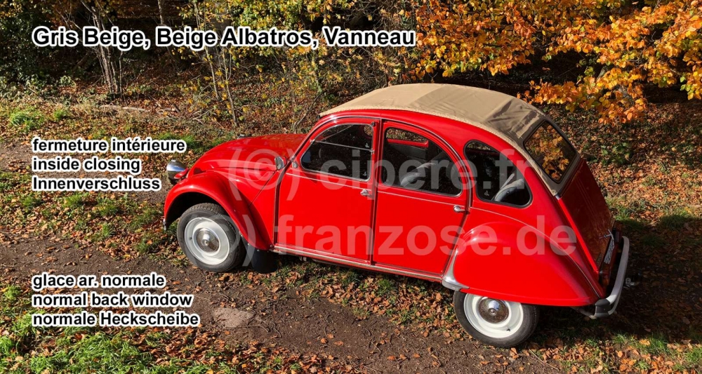 Renault - 2CV, donkerbeige roldak, vergelijkbaar met RAL 1019 grijsbeige ( Gris beige, Beige Albatro