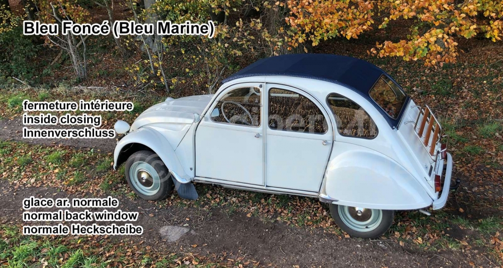 Citroen-2CV - 2CV, donkerblauw roldak, vergelijkbaar met RAL 5008 grijsblauw (Bleu Marine). Binnenslot, 
