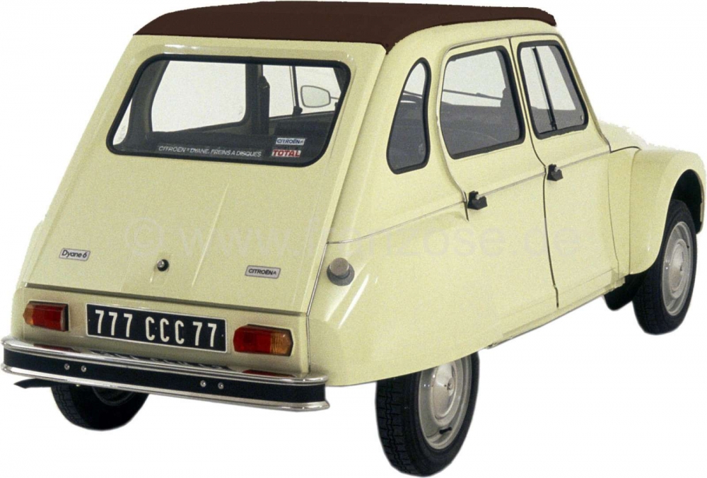 Citroen-2CV - Dyane, oprolbaar dak in zwart. Gemaakt in Frankrijk