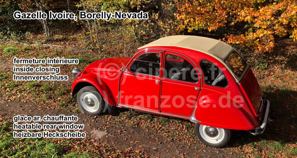 Renault - 2CV, oprolbaar dak beige met verwarmde achterruit, zoals RAL 1002 (Gazelle Ivoire, Borelly