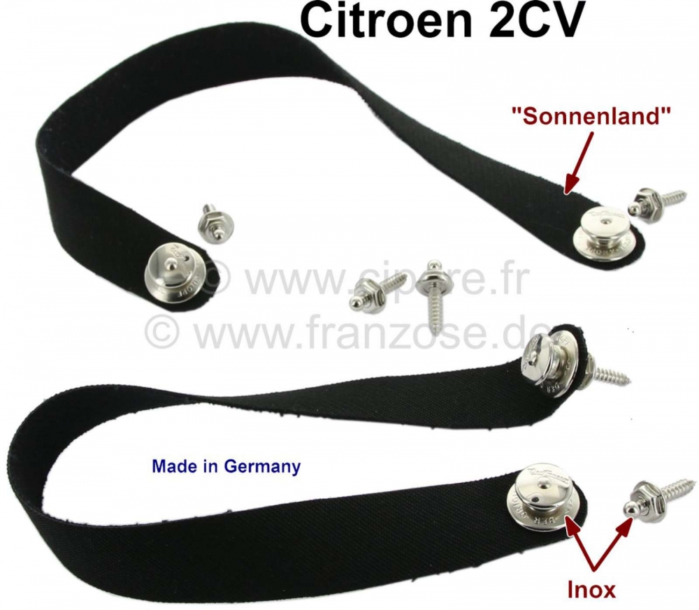 Alle - 2CV, oprolbaar dak, bevestigingsriemen (2 stuks) van 