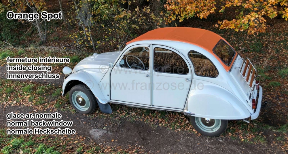 Alle - 2CV, oranje roldak, (Orange Spot) vergelijkbaar met RAL 2004, oranje, interieurslot, norma