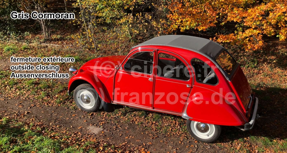 Alle - 2CV oud, grijs oprolbaar dak met buitensluiting. (buitensluiting).  ( Gris Cormoran ), nor