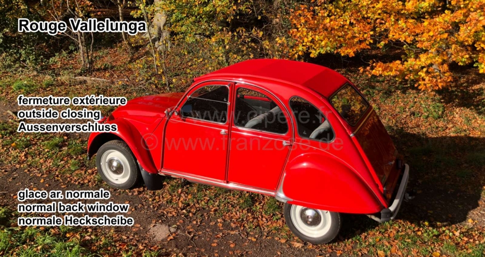 Alle - 2CV oud, rood roldak met buitensluiting. (buitensluiting) ( Rouge Vallelunga ). Normale ac