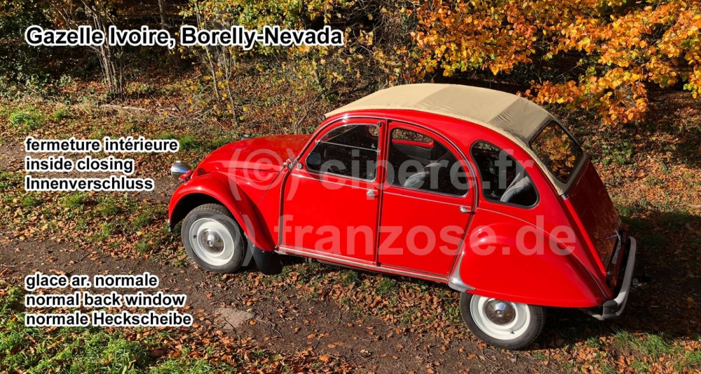Renault - 2CV, roltak beige, gelijkaardig aan 1002, interieur slot, zand beige (Gazelle - Ivoire, Bo