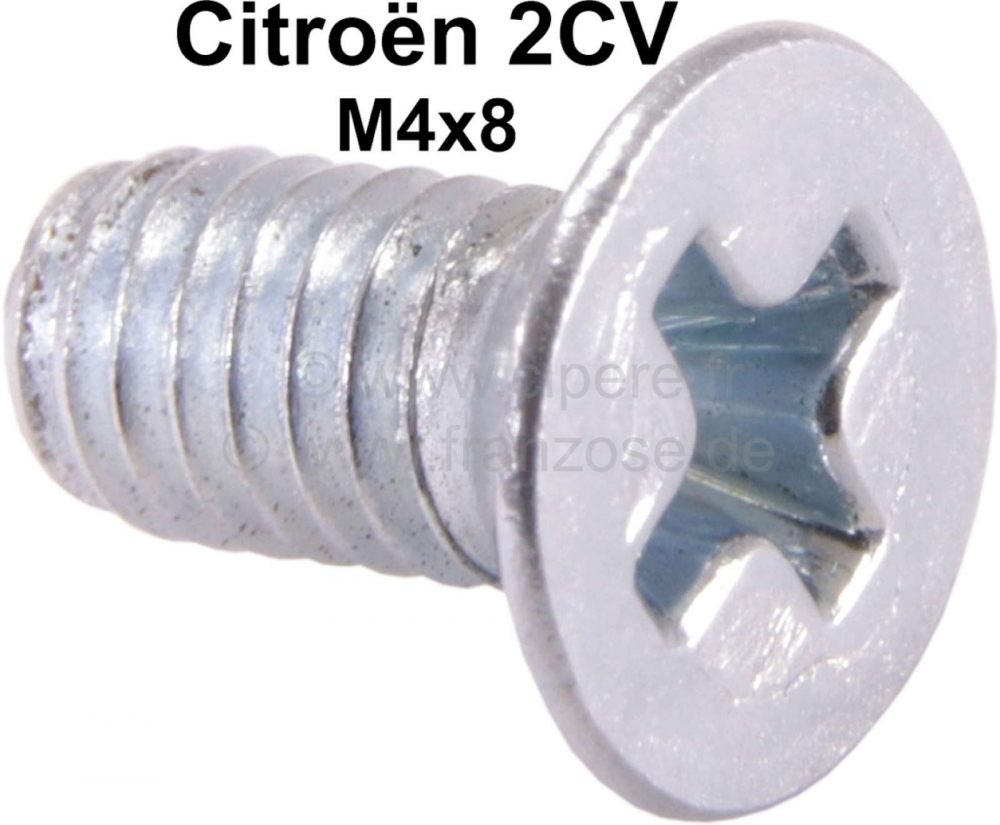 Citroen-DS-11CV-HY - 2CV, schuifdak, kofferdeksel - scharnier eindhoek: verzonken schroef M4x8.