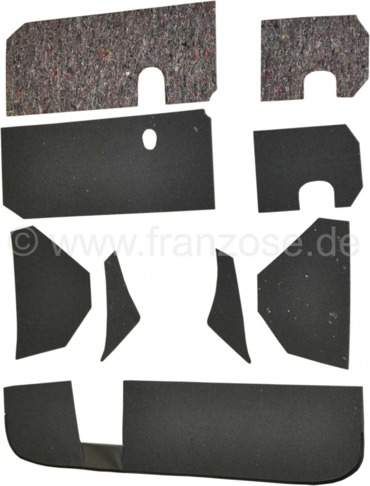 Citroen-2CV - Isolatiehoes voor het schutbord bovenin het interieur, gemaakt van grijs tapijt. Compleet 