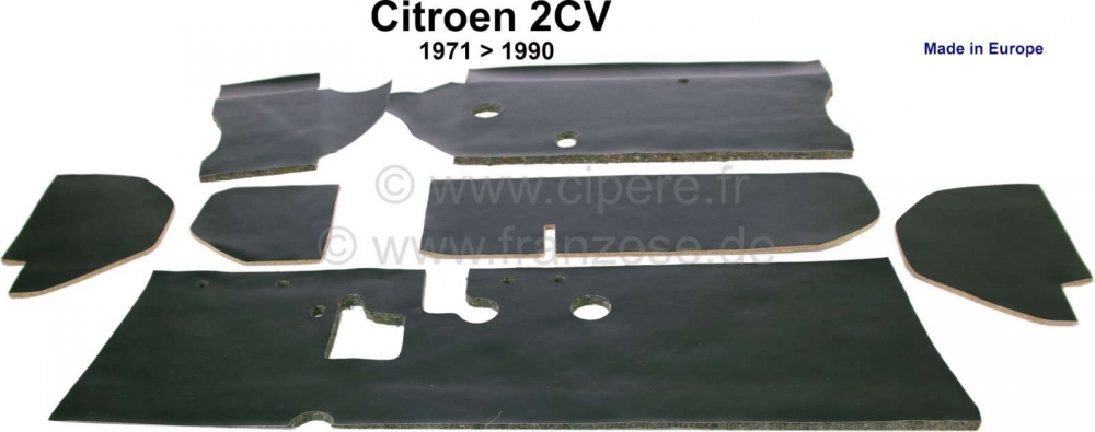 Citroen-2CV - Isolatiehoes voor het schutbord in het interieur (7-delig). Compleet voor boven- en onderk