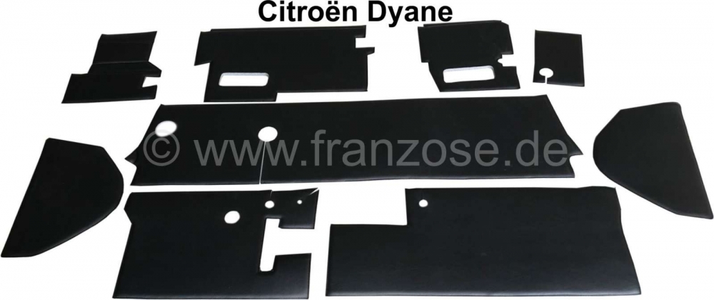 Citroen-2CV - Isolatiehoes voor het schutbord in het interieur (9-delig). Compleet voor boven- en onderk