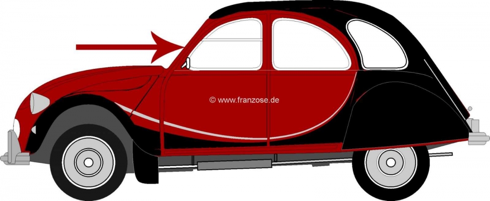 Citroen-2CV - Charleston plakset compleet, rood zwart, voor 2CV Charleston tot 1983! 1 versie, met 2 kle