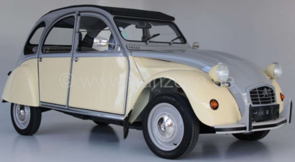 Citroen-2CV - Dolly plakset grijs - ivoor ( Gris Cormoran EVP + Jaune Rialto EAA).  Geschikt voor Citroe