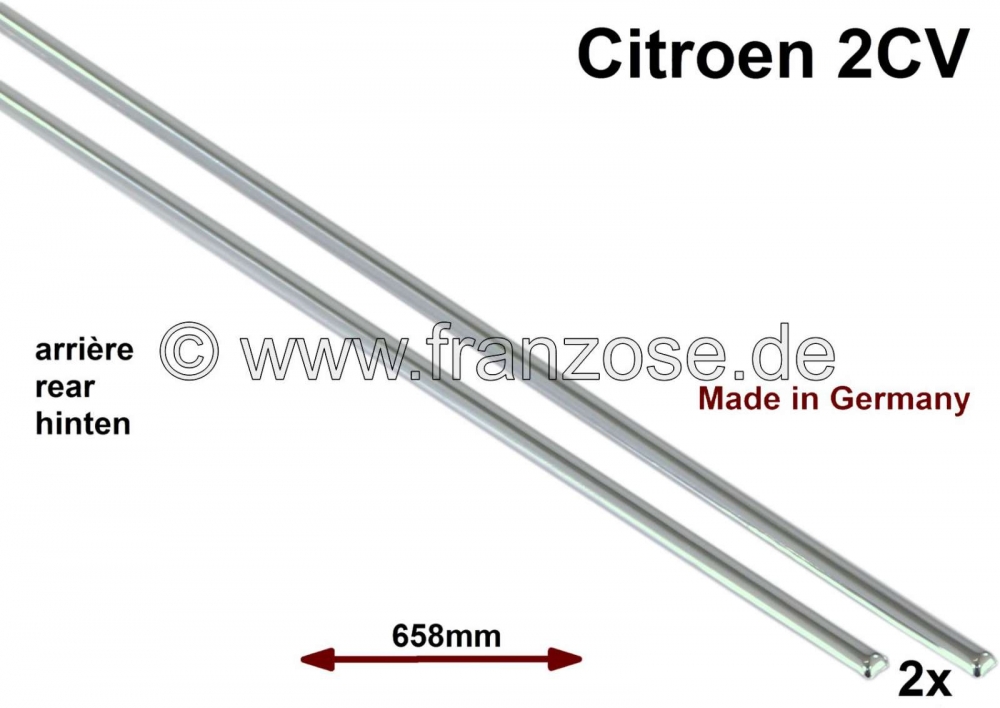 Citroen-2CV - 2CV, deurlijst achterdeur (2 stuks), eigen reproductie! Lengte 658 mm, breedte 6 mm. De si