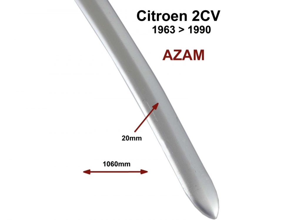 Citroen-2CV - 2CV, motorkap, sierstrip (aluminium) voor de motorkap. AZAM-versie. De sierlijst is licht 