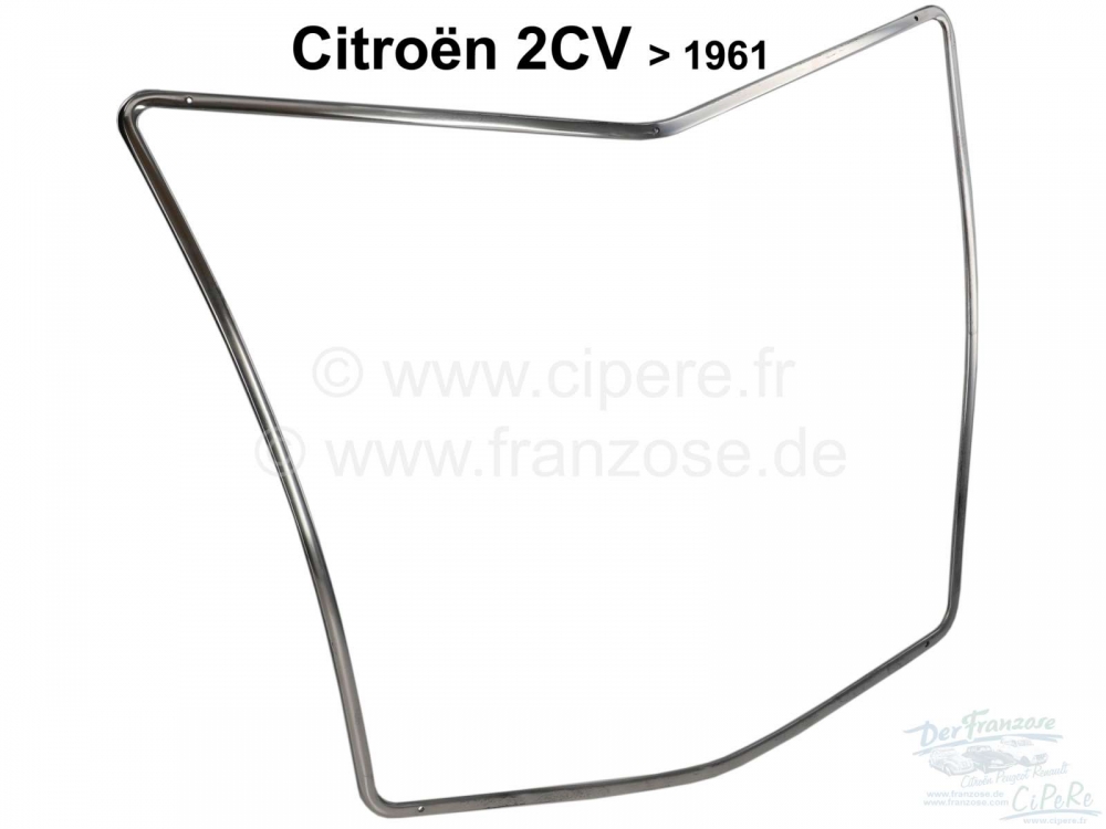 Citroen-2CV - 2CV oud, radiateurgrille chroom frame, voor de gegolfde metalen motorkap 2CV. Geïnstallee