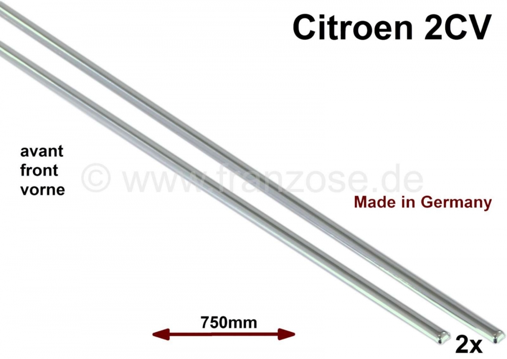 Citroen-2CV - 2CV, sierlijst voorportier (2 stuks), eigen reproductie! Lengte 750 mm, breedte 6 mm. De s