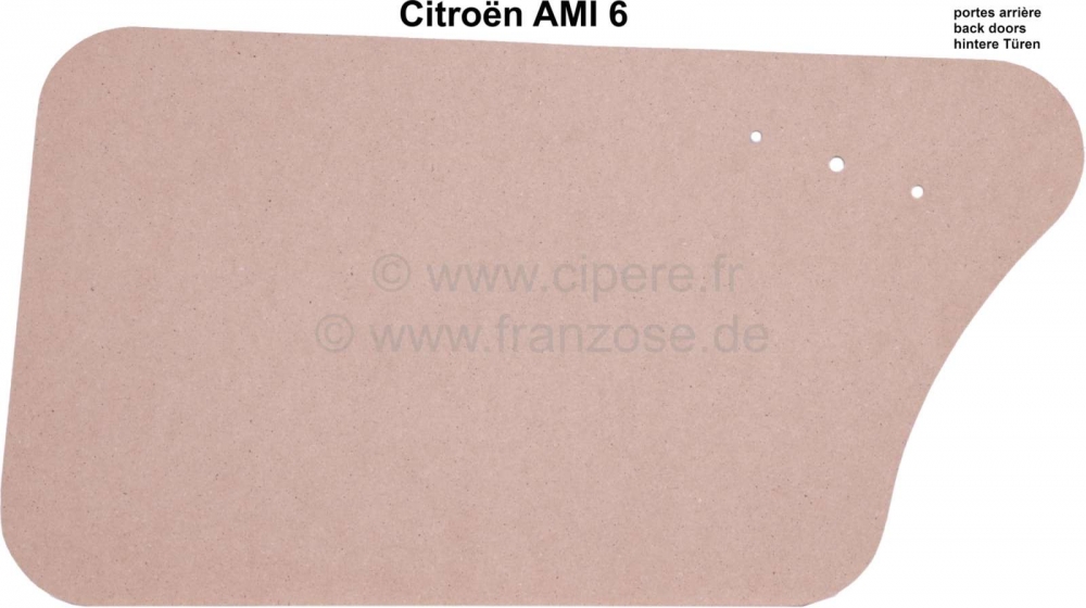 Citroen-2CV - AMI6, achterdeurpaneel hout, zonder afdekking. Geschikt voor Citroen AMI 6 (links- of rech