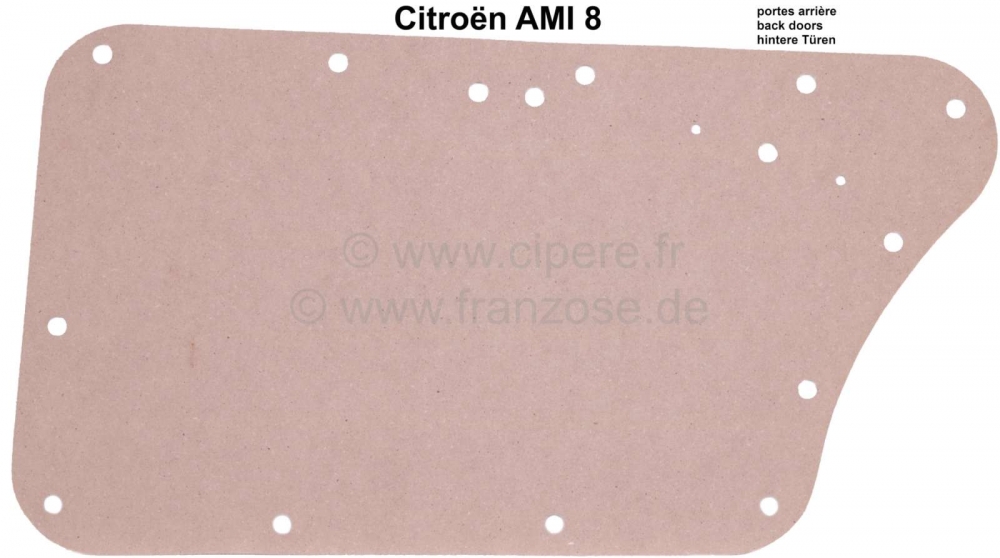 Citroen-2CV - AMI8, achterdeurpaneel hout, zonder afdekking. Geschikt voor Citroen AMI 8 (links- of rech