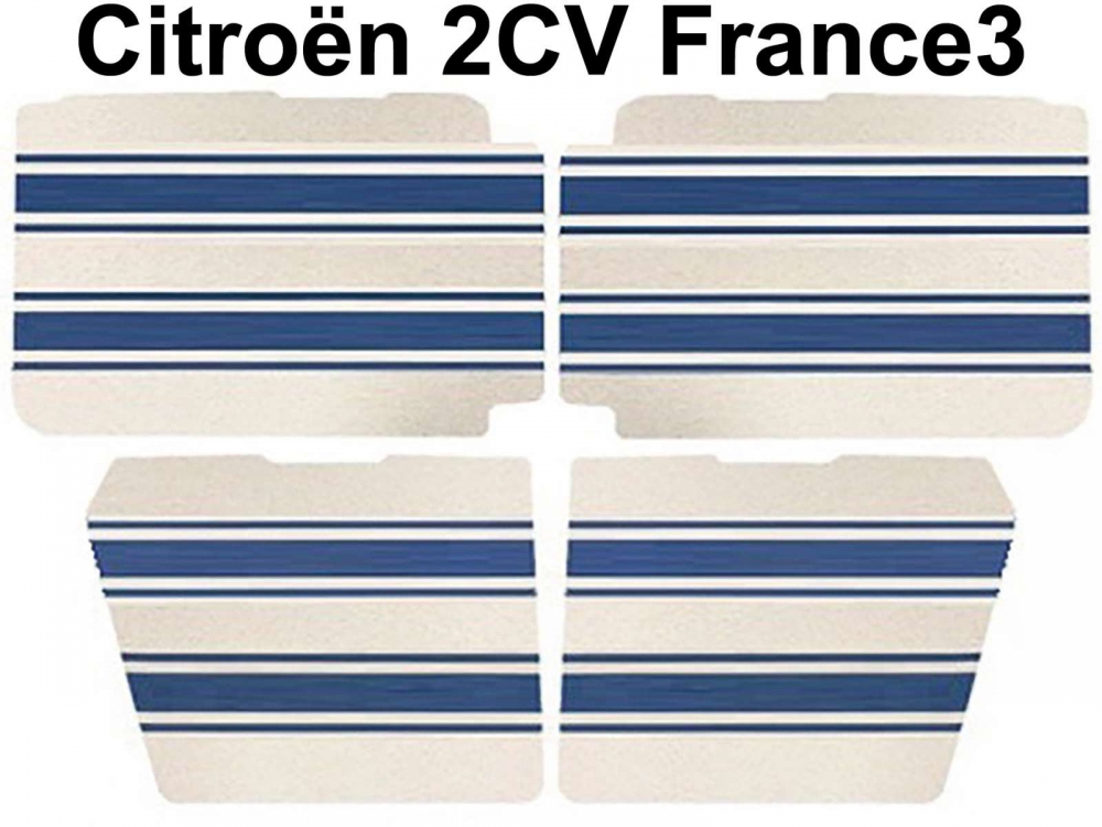 Citroen-2CV - Deurpanelen compleet voor voor + achter (4 stuks). Lage uitvoering. Geschikt voor Citroen 