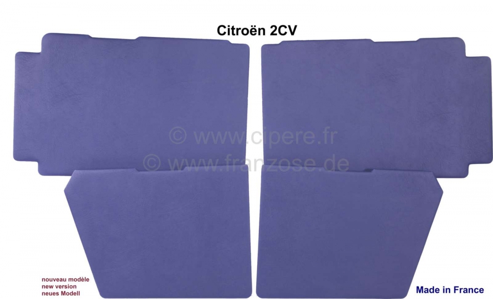 Citroen-2CV - Deurpanelen compleet voor voor + achter (4 stuks). Lage versie. Geschikt voor Citroen 2CV,