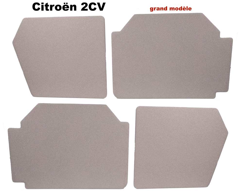 Citroen-DS-11CV-HY - Hoge deurpanelen, rechtsachter. Geschikt voor Citroen 2CV, zonder plastic afdekking. 2CV m