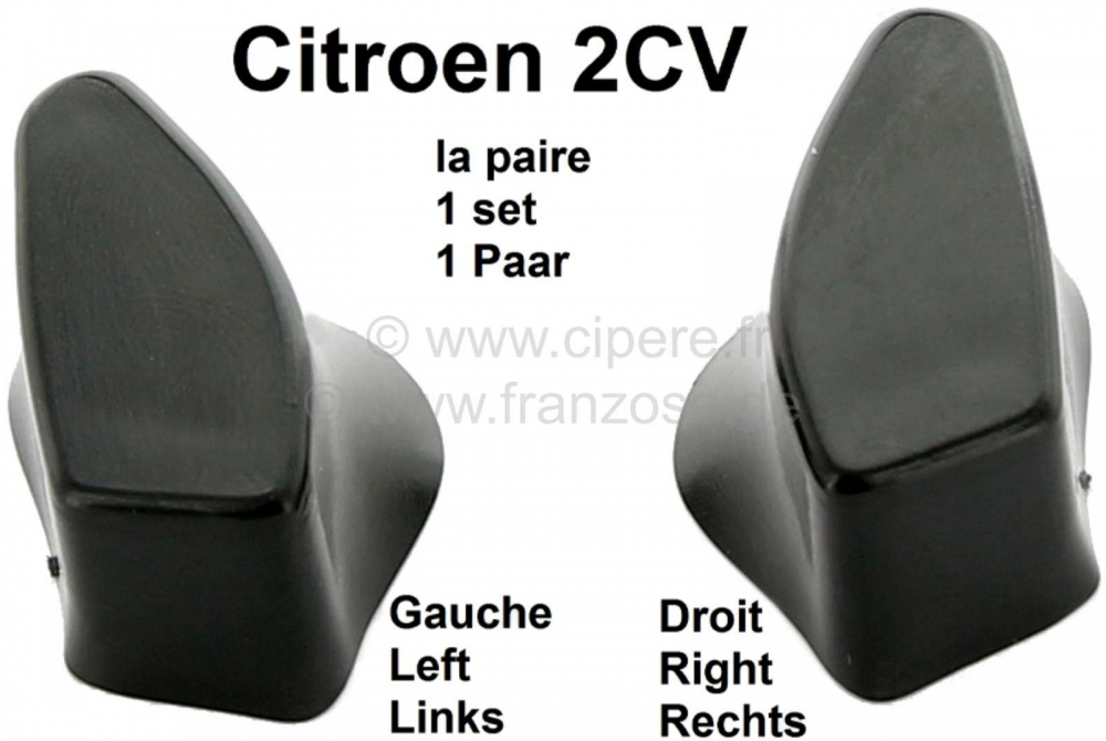Citroen-2CV - 2CV, deurgreep (plastic knop) voor de achterdeuren. 1 set voor links + rechts. Geschikt vo
