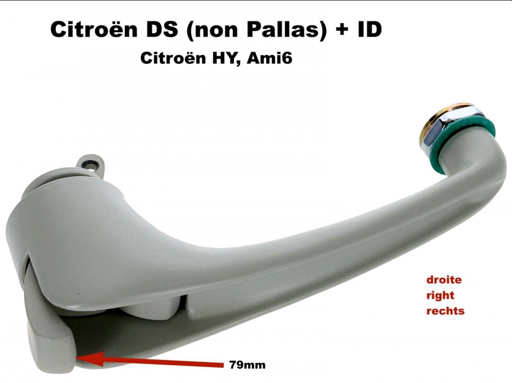 Sonstige-Citroen - Deurgreep rechts binnen. Plastic. Kleur: grijs. Geschikt voor Citoen DS (Non Pallas), ID. 