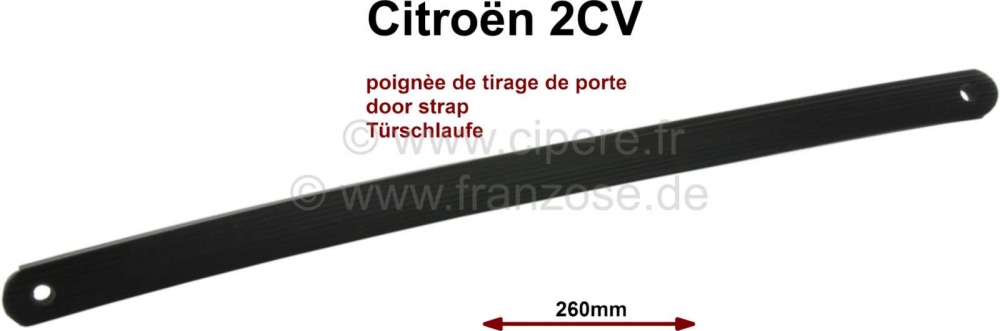 Citroen-2CV - 2CV, deurlus binnen (deurtrekhendel). Kleur zwart. Geschikt voor Citroen 2CV met hoge deur