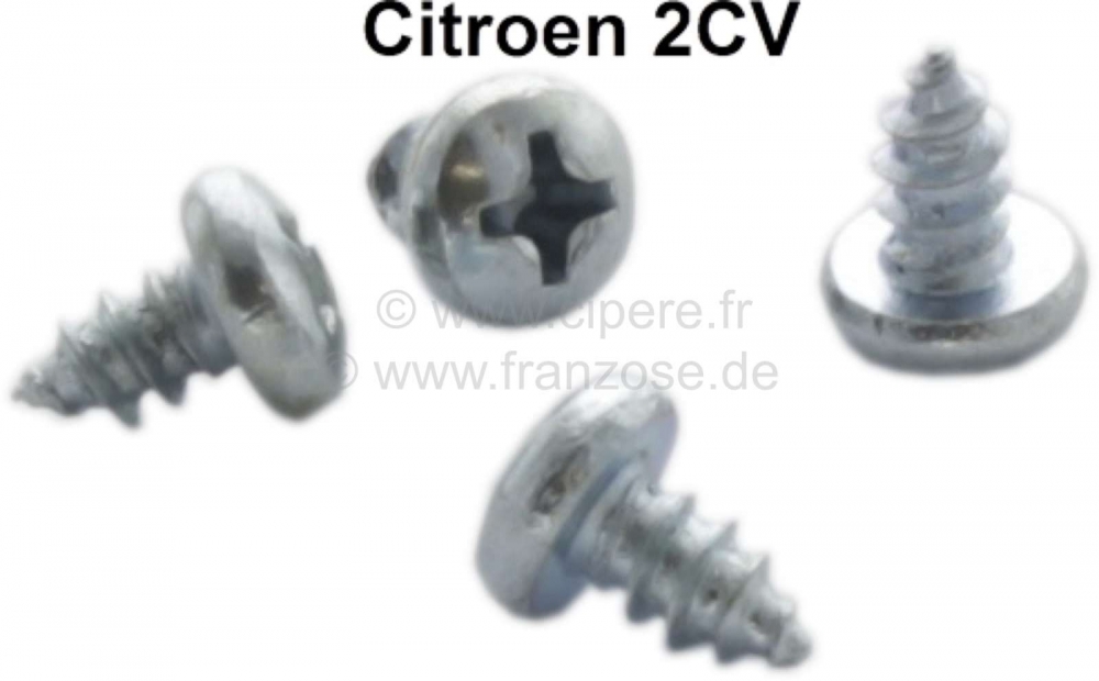 Citroen-2CV - 2CV, deurslot, afdekking op de B-stijl: Schroevenset (4x) voor de afdekking. Geschikt voor