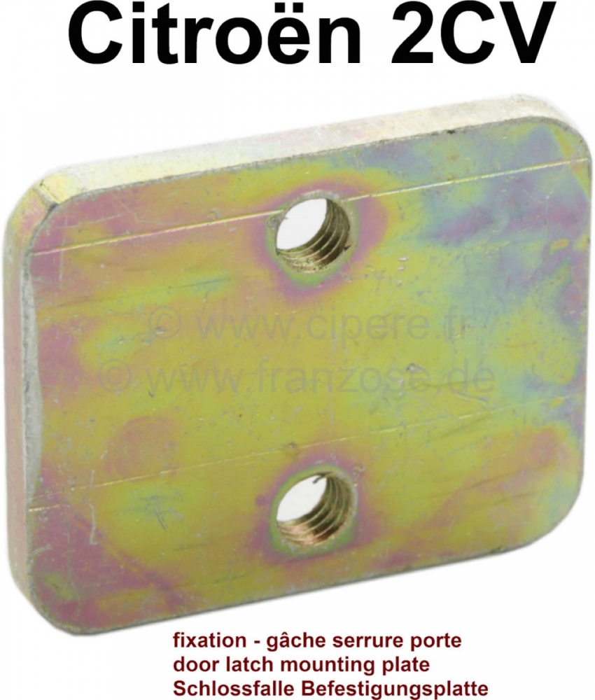 Citroen-2CV - 2CV, deurslot, slotklink montageplaat 2CV, gegalvaniseerd. Gemaakt in Duitsland.