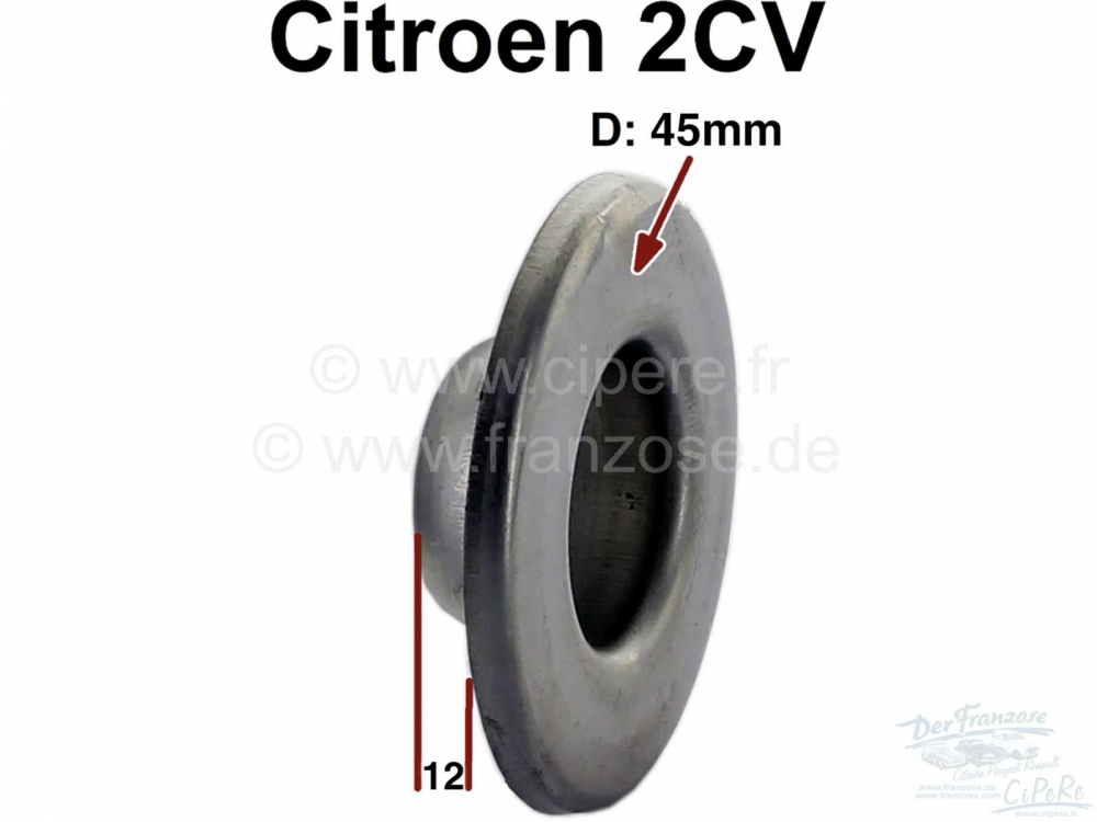 Citroen-2CV - 2CV, kofferdeksel, chromen rozet onder de kofferhandgreep, laatste versie. Buitendiameter: