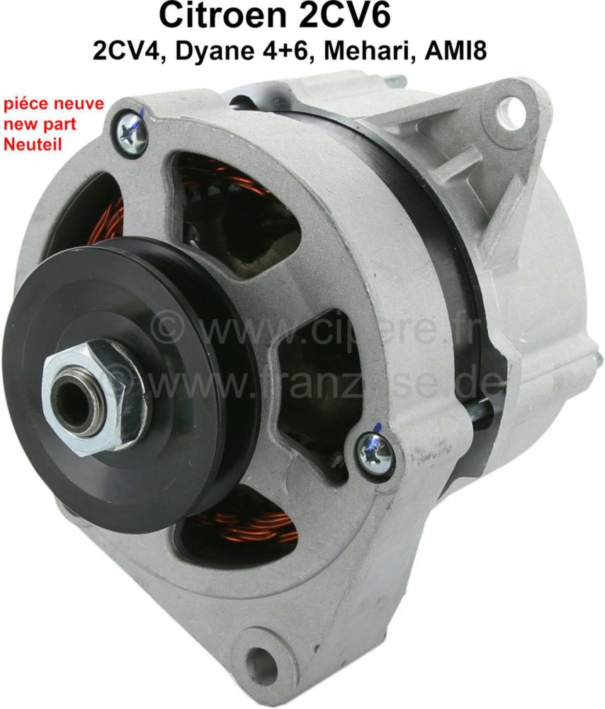 Citroen-2CV - Dynamo 2CV6 + 2CV4, 12 volt (grote Iskra versie). Nieuw onderdeel! Merk fabrikant! Geschik