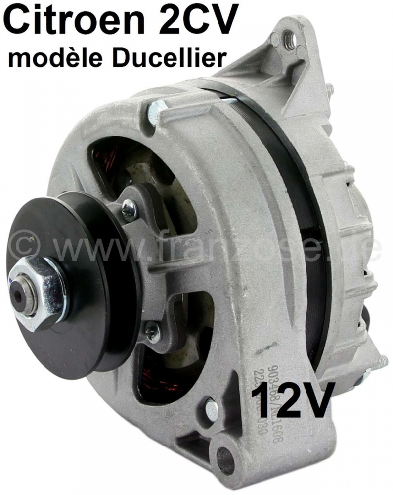 Citroen-2CV - Dynamo 2CV6 + 2CV4, 12 volt (kleine Ducellier versie). Nieuw onderdeel! Geschikt voor Citr