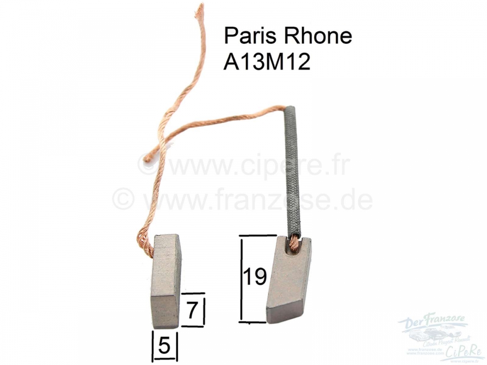 Citroen-2CV - Alternatorborstels, voor Paris Rhone A13M12. Geschikt voor Peugeot, Renault, Citroën (2CV
