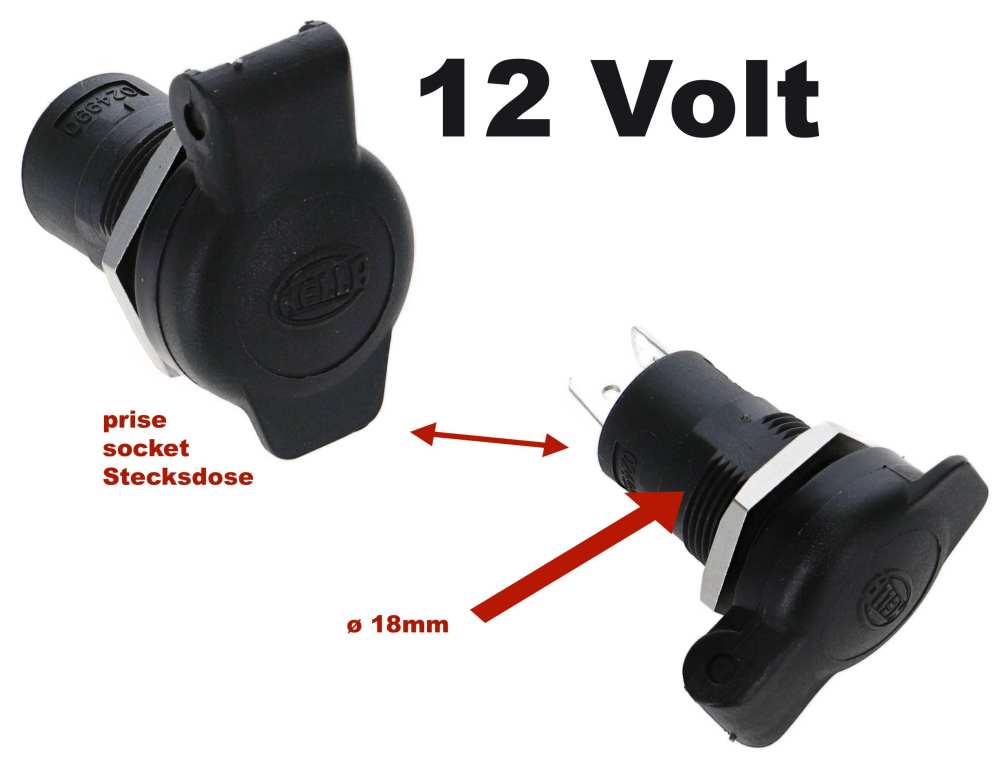 Alle - 12 volt inbouwstopcontact voor montage achteraf (geschikt voor sigarettenaansteker). Inbou