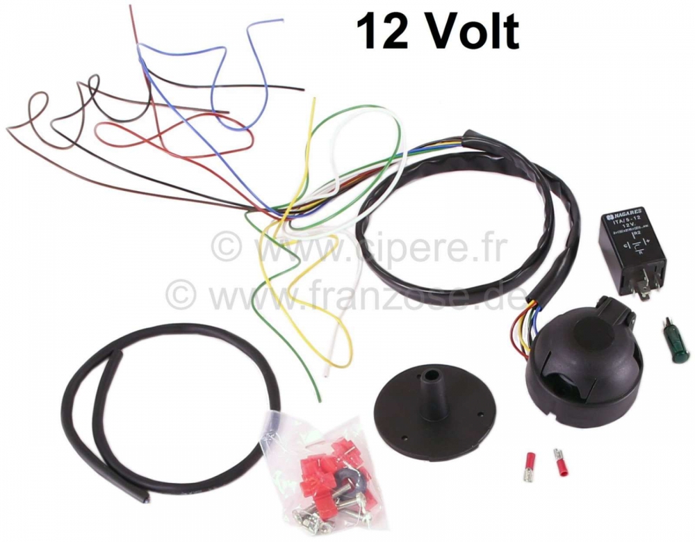 Citroen-2CV - Universele elektrische bevestigingsset voor aanhangwagenkoppeling. Incl. relais voor Frans