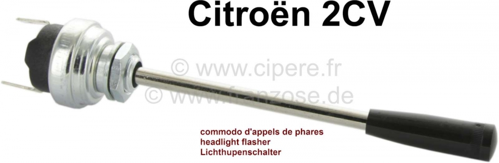 Citroen-2CV - Claxonschakelaar in de behuizing van de snelheidsmeter. Geschikt voor Citroen 2CV. Vervang