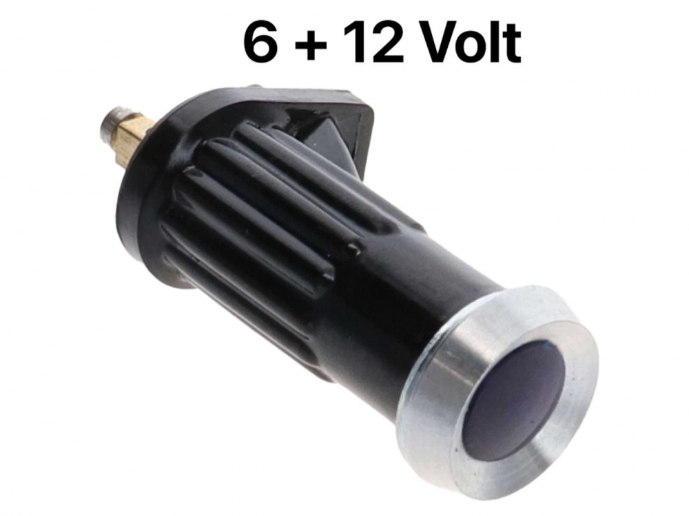 Citroen-2CV - Indicatielamp met stang aluminium kap blauw. Geschikte lamp = 6 volt 14282, 12 volt 14425.