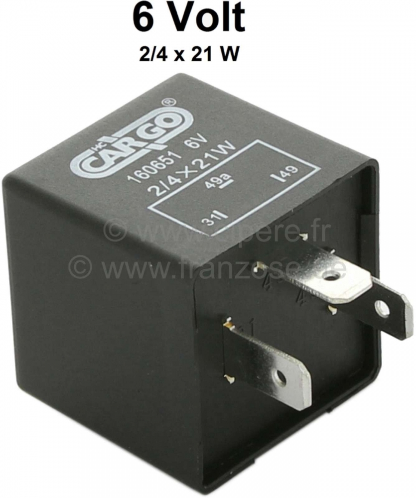 Citroen-2CV - Knipperlichtrelais 6 Volt. Voor Citroen 2CV, DS, HY, Renault R4, Renault achtermotoren enz