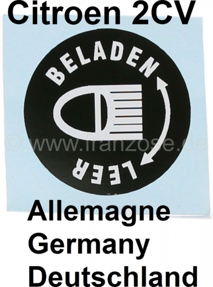 Citroen-2CV - 2CV, koplampverstelling, sticker voor koplamphoogteverstelling (alleen voor Duitsland). Ge