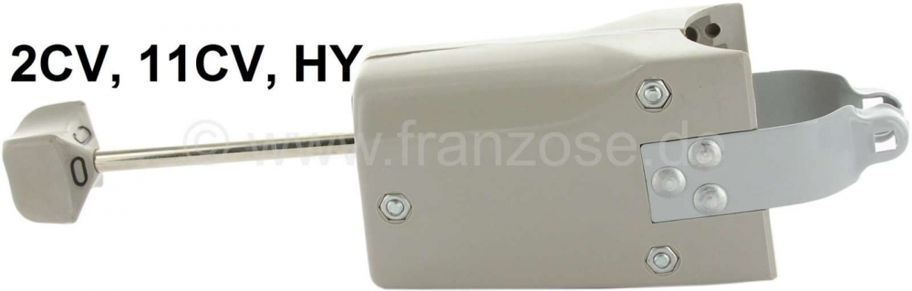 Citroen-2CV - Licht + claxon schakelaar in grijs voor Citroen 2CV (1961 > 1970), 11CV, HY. Reproductie. 