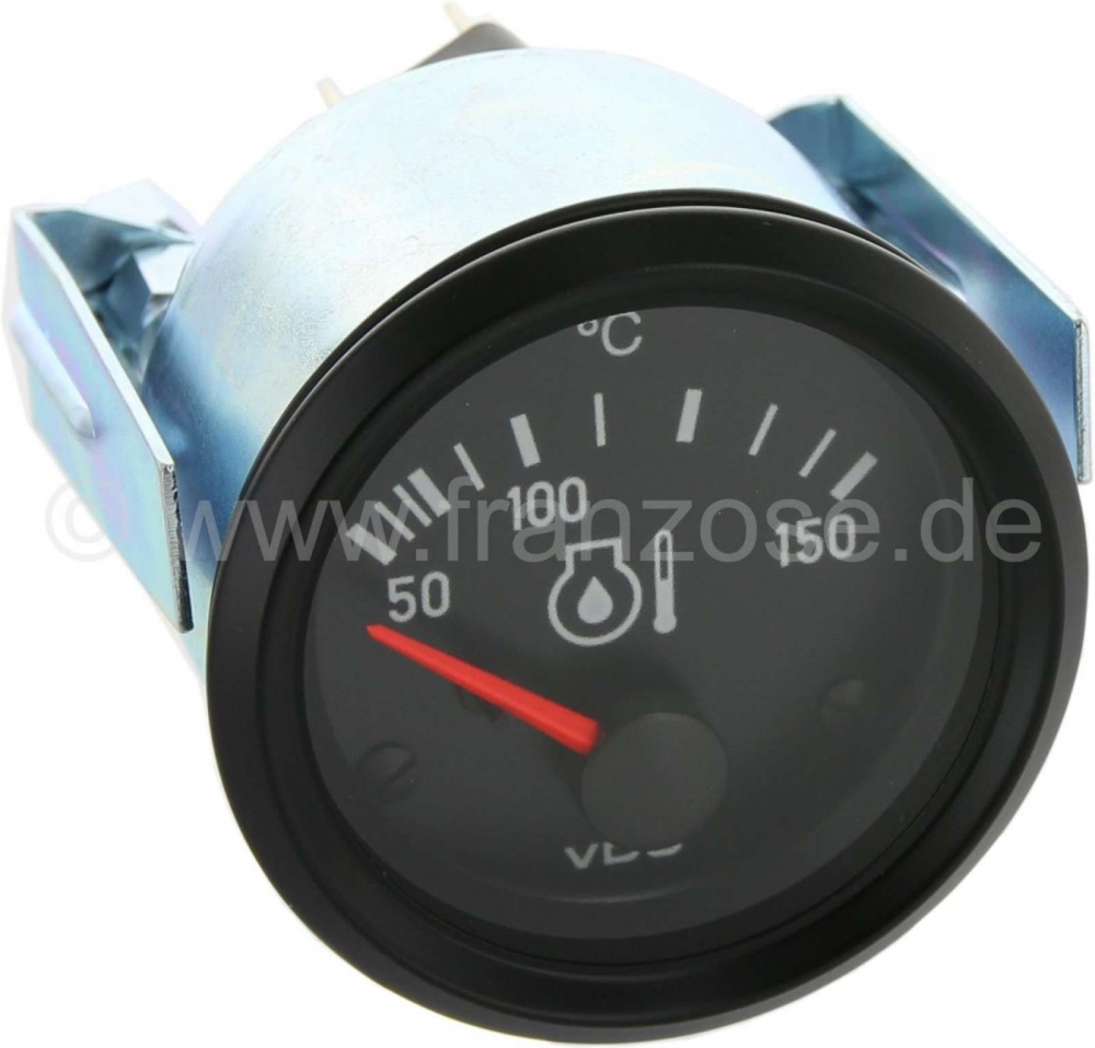 Citroen-2CV - Olietemperatuurmeter VDO, 52mm, zwart, met zwarte rand