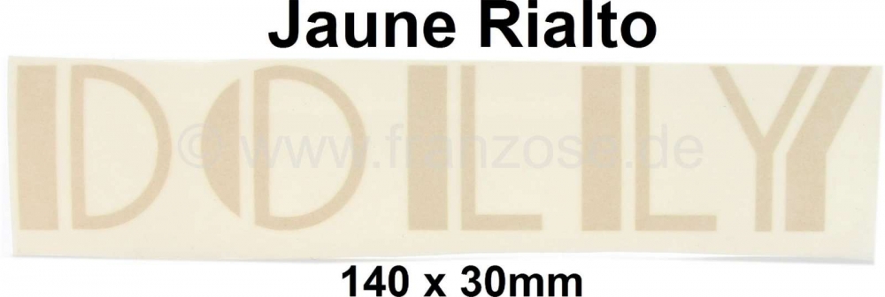 Citroen-2CV - Dolly embleemsticker (ventilatorhoes). Kleur: jaune rialto (geel). Geschikt voor Citroen 2