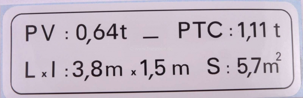Citroen-2CV - Laadvermogensticker voor AK400 uit 1975.