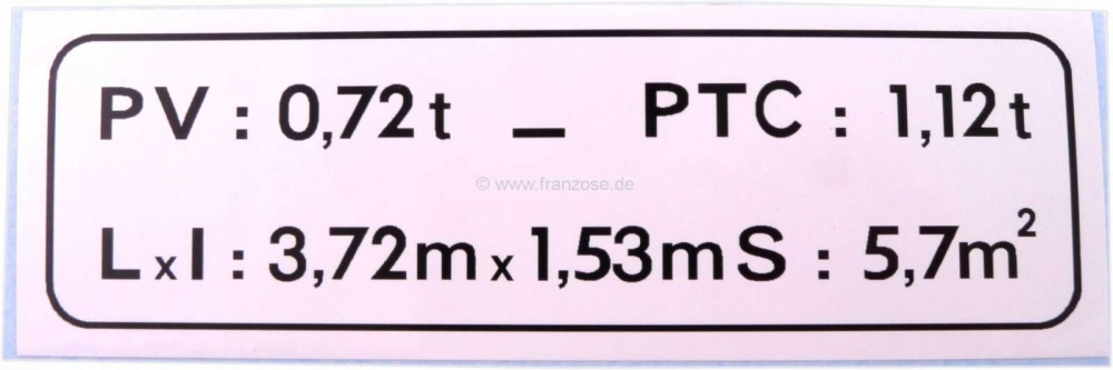 Citroen-2CV - Sticker laadvermogen, Citroen Mehari 4x4.