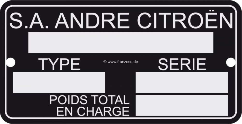 Sonstige-Citroen - Typeplaatje, getrouwe reproductie van het origineel. Geschikt voor Citroen 2CV, DS, HY, 11