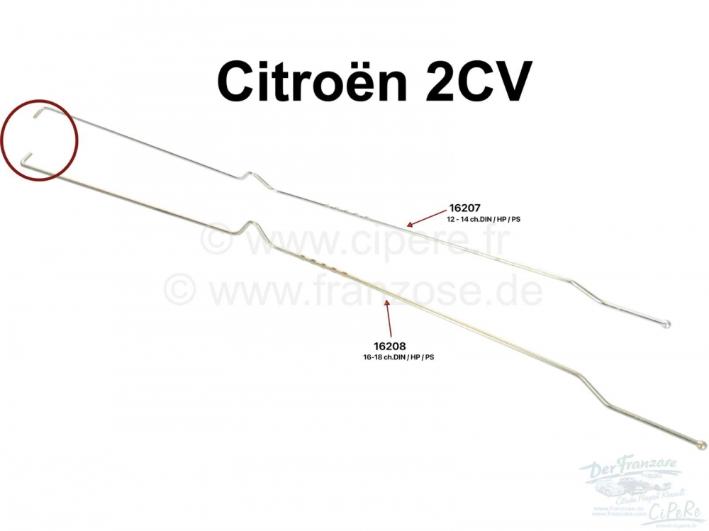 Citroen-2CV - Gaskoppeling voor Citroen 2CV + Dyane, tweede versie, 16-18pk.
